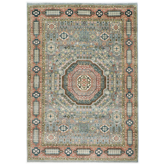 9'10"x13'10" Hand Knotted Wool Gray Oushak Nested Octagonal Medallion Traditional Rug