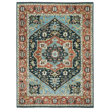 10x14 Blue, Burnt Orange, Aqua Color Hand Knotted Oushak Wool  Oriental Rug