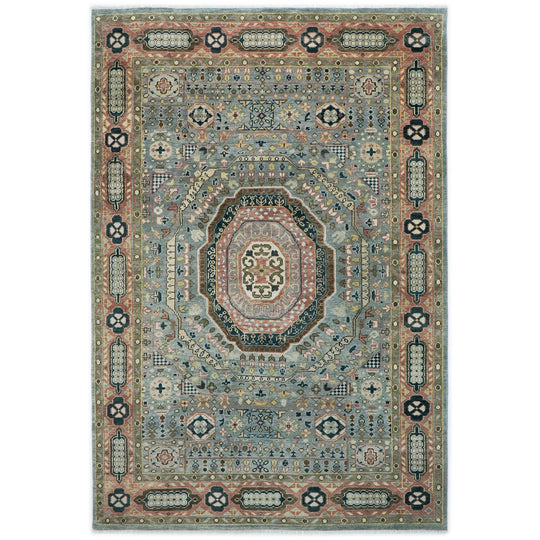 9'9''x14 Hand Knotted Wool Slate ,Rose Oushak Traditional Rug