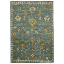 10x14 Seledon, Gold, Ivory Color Hand Knotted Oushak Wool Arts and Crafts Oriental Rug