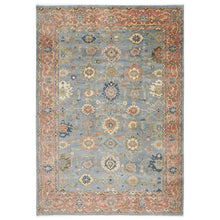 10x14 Blue, Rose, peach Color Hand Knotted Oushak Wool Arts and Crafts Oriental Rug