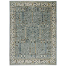 10x14 Slate, Beige, Blue Color Hand Knotted Oushak Wool Transitional Oriental Rug