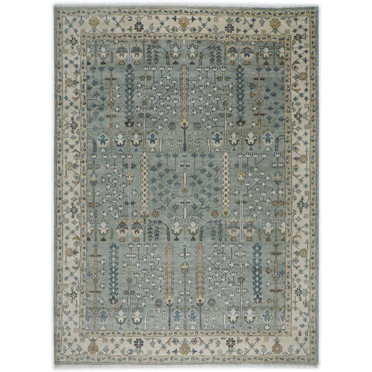 10'2''x14 Hand Knotted Wool Slate ,Beige Oushak Transitional Rug