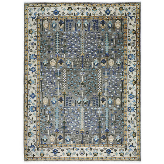 10'3''x14 Hand Knotted Wool Gray ,Tan Tree of Life Oushak Transitional Rug