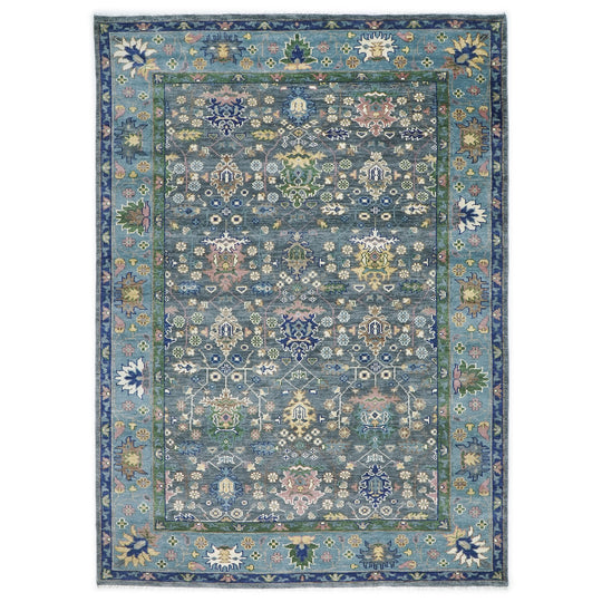10'1''x14 Hand Knotted Wool Blue ,Navy Oushak Arts and Crafts Rug
