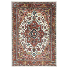 10x14 Rust, Ivory, Rose Color Hand Knotted Oushak Wool  Oriental Rug