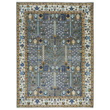 10x14 Gray, Ivory, Gold Color Hand Knotted Oushak Wool Transitional Oriental Rug
