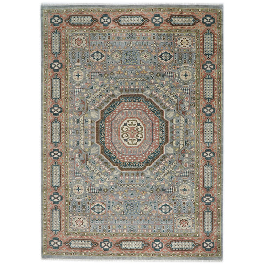 10'1''x14'1'' Hand Knotted Wool Slate Oushak Nested Octagonal Medallion Traditional Rug