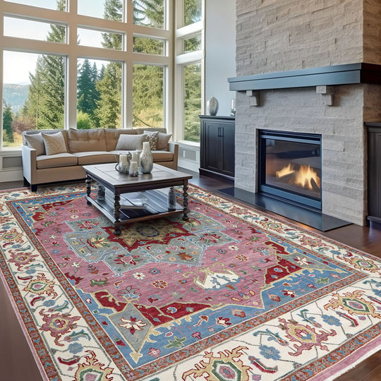 12'2''x15 Hand Knotted Wool Pink Oushak Heriz Rug