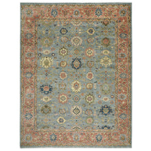 12x15 Aqua, Rose, peach Color Hand Knotted Oushak Wool Arts and Crafts Oriental Rug