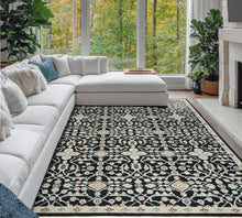 12x15 Black, Beige, Rose Color Hand Knotted Oushak Wool Transitional Oriental Rug