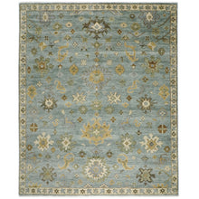 12x15 Blue, Beige, Gold Color Hand Knotted Oushak Wool Transitional Oriental Rug