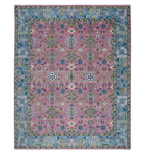11'11''x15 Hand Knotted Wool Pink Oushak Transitional Rug