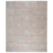 12x15 Rose, Aqua, Gray Color Hand Knotted Oushak Wool Transitional Oriental Rug