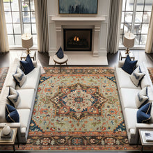 11'8''x15 Hand Knotted Wool Green Brown Oushak Southwestern Rug