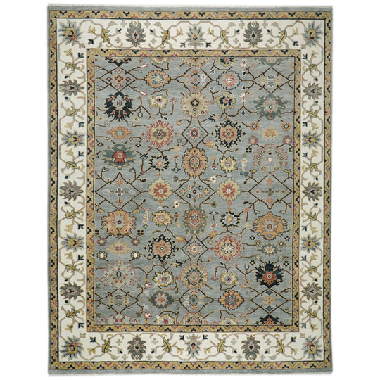 11'11''x15 Hand Knotted Wool Slate Oushak Arts and Crafts Rug