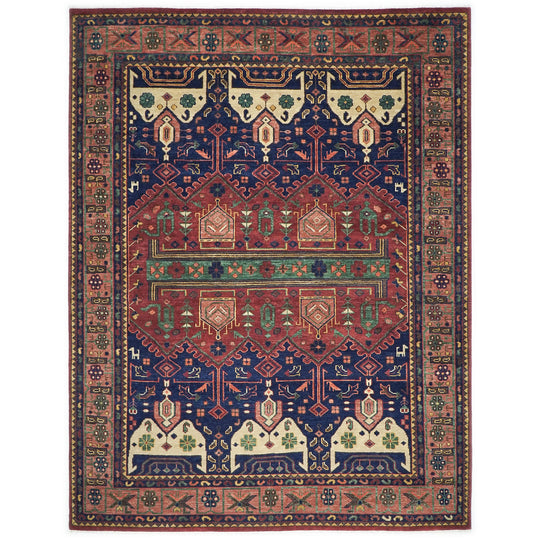 12x14'10'' Hand Knotted Wool Navy Oushak Tribal Rug