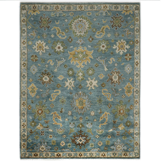 8'11''x12'2'' Hand Knotted Wool Celadon,Lime Oushak Arts and Crafts Rug