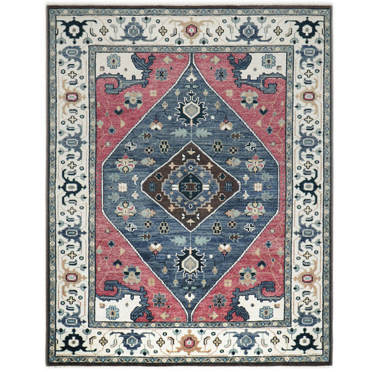 9x11'11'' Hand Knotted Wool Pink,Blue Oushak Traditional Rug
