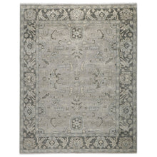 9x12 Gray, Taupe, Beige Color Hand Knotted Oushak Wool Transitional Oriental Rug