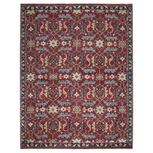 9x12 Rust, Red, Blue Color Hand Knotted Oushak Wool Transitional Oriental Rug