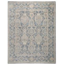 9x12 Blue, Slate, Beige Color Hand Knotted Oushak Wool Transitional Oriental Rug