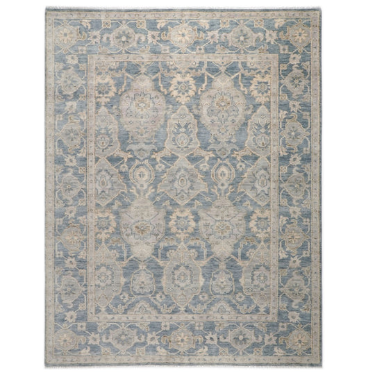 9x12'1'' Hand Knotted Wool Blue Oushak Transitional Rug
