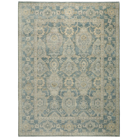 9x12'1'' Hand Knotted Wool Blue Oushak Transitional Rug
