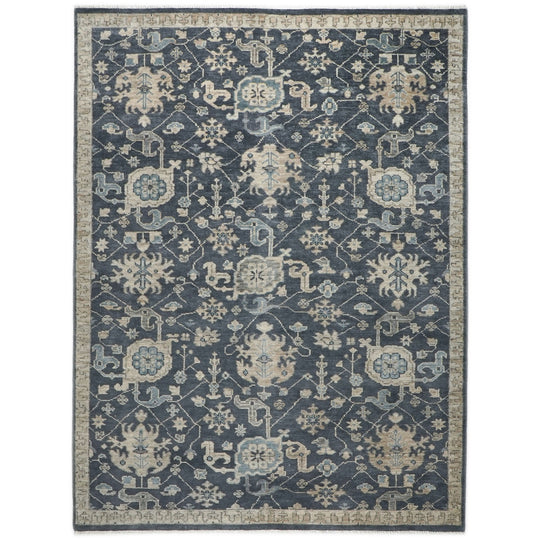 8'8''x12'2'' Hand Knotted Wool Gray Oushak Arts and Crafts Rug