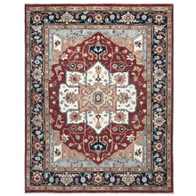 9x12 Rust, Ivory, Blue Color Hand Knotted Oushak Wool  Oriental Rug