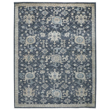 9x12 Blue, Slate, Beige Color Hand Knotted Oushak Wool Arts and Crafts Oriental Rug