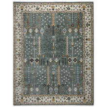 9x12 Celadon, Beige, Brown Color Hand Knotted Oushak Wool Transitional Oriental Rug