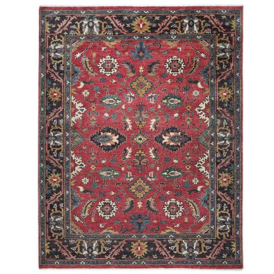 8'10''x11'10'' Hand Knotted Wool Coral,Teal Oushak Arts and Crafts Rug