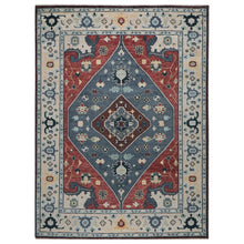 9x12 Blue, Rust, Brown Color Hand Knotted Oushak Wool Traditional Oriental Rug