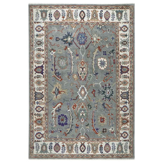 8'10''x11'11'' Hand Knotted Wool Slate Oushak Transitional Rug