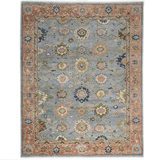 9x12'2'' Hand Knotted Wool Slate,Blue Oushak Arts and Crafts Rug