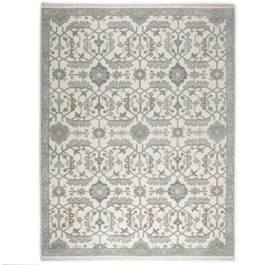 8'10''x12 Hand Knotted Wool Beige Oushak Transitional Rug