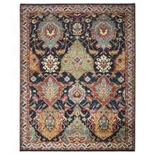 9x12 Blue, Burnt Orange, Gold Color Hand Knotted Oushak Wool Arts and Crafts Oriental Rug