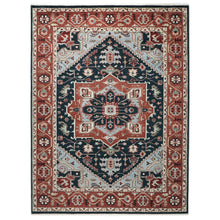 9x12 Blue, Slate, Burnt Orange Color Hand Knotted Oushak Wool  Oriental Rug