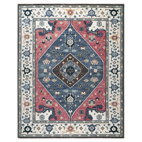 9x11'10'' Hand Knotted Wool Rose,Slate Oushak Traditional Rug