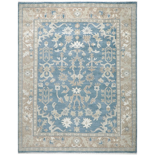 9'1''x12 Hand Knotted Wool Blue,Tan Oushak Transitional Rug