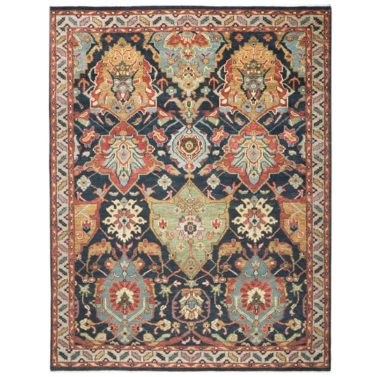 8'11''x12'1'' Hand Knotted Wool Blue,Gold Oushak Arts and Crafts Rug