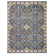 9x12 Blue, Lime, Beige Color Hand Knotted Oushak Wool Transitional Oriental Rug