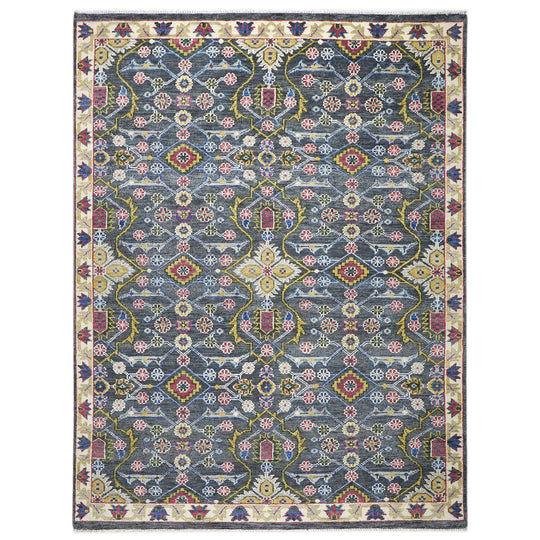 9x12'3'' Hand Knotted Wool Blue,Lime Oushak Transitional Rug