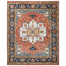 9x12 Burnt Orange, Ivory, Navy Color Hand Knotted Oushak Wool  Oriental Rug