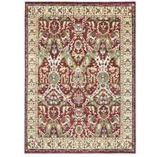 9x12 Rust, Lime, Ivory Color Hand Knotted Oushak Wool Arts and Crafts Oriental Rug