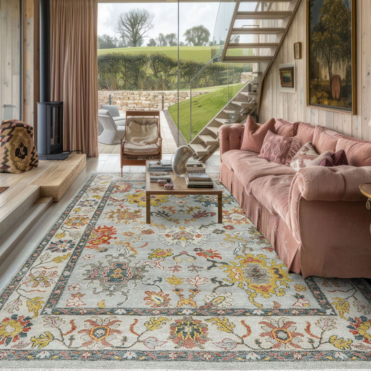 8'10''x11'11'' Hand Knotted Wool Blue,Slate Oushak Arts and Crafts Rug