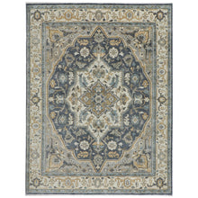 9x12 Blue, Gray, Beige Color Hand Knotted Oushak Wool  Oriental Rug
