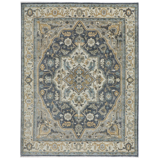 9x12 Hand Knotted Wool Blue,Gray Oushak Tabriz Rug