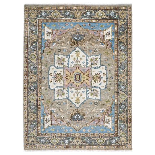 8'10''x12'3'' Hand Knotted Wool Beige,Tan Oushak All-Over Floral Lattice Tabriz Rug